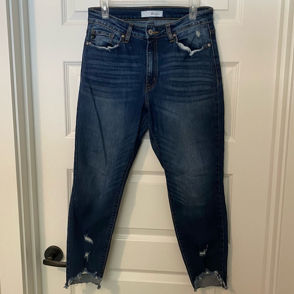 * Moving Sale Kancan Dark Blue Distressed Ankle Jeans Size 28